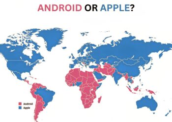World Google Map of Apple vs Android Searches