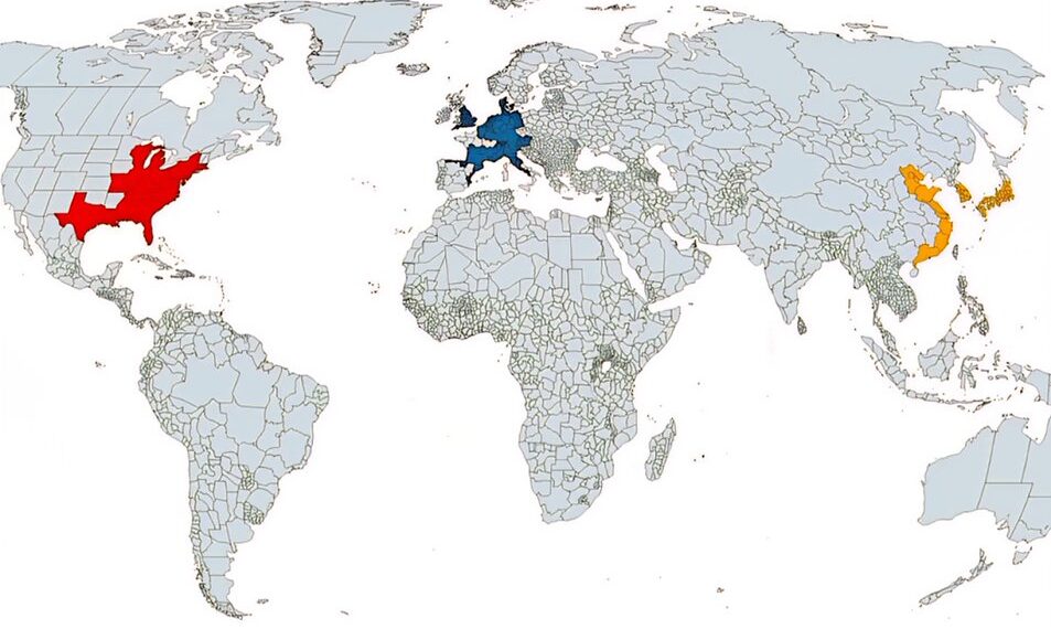 Half of World’s GDP Comes From These Three Regions 

Pc: WorldInMaps