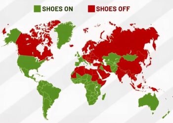 World Map of Shoes On vs Shoes Off in the House