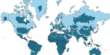 True Country Sizes vs Mercator Projections 

 Light Blue is How We Usually See C