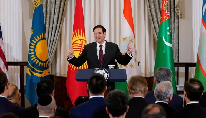 US Secretary of State Marco Rubio gestures during a reception with Central Asian foreign ministers in Washington, D.C., November 5, 2025. — Reuters