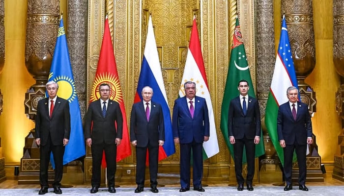 Leaders at the Central Asia-Russia summit in Dushanbe. — AFP