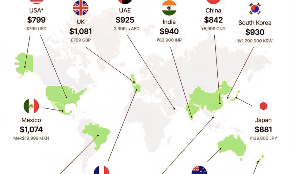 Cost of iPhone 17 Around the World