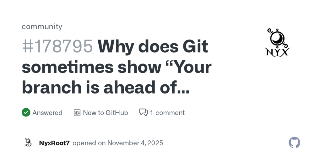 How To Fix a "Branch Ahead" Notice After Git Push on GitHub