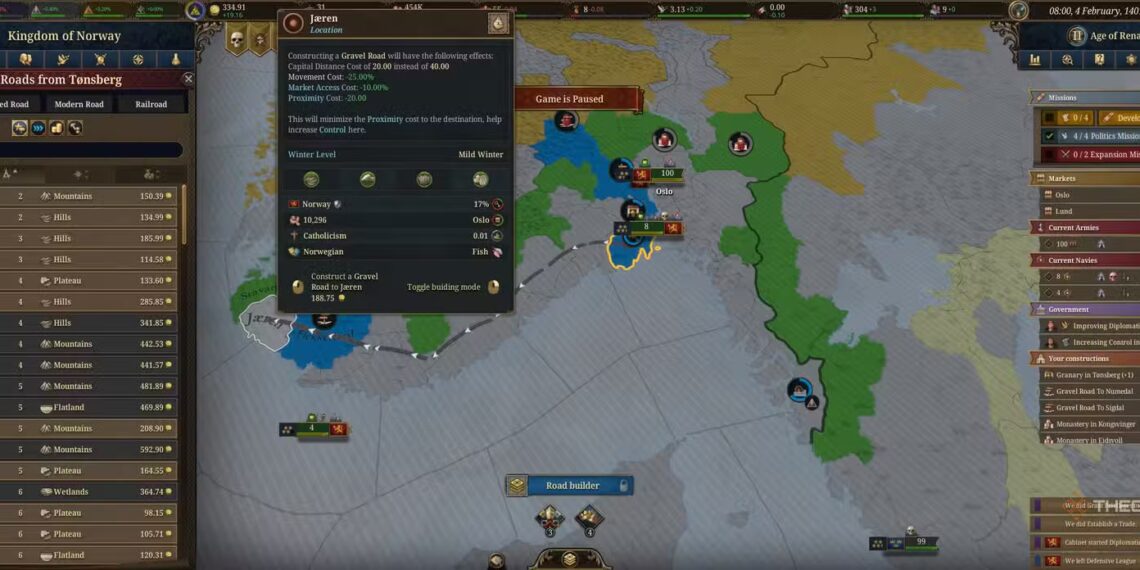 How to Build Roads and Increase Control Through Completing in EU5