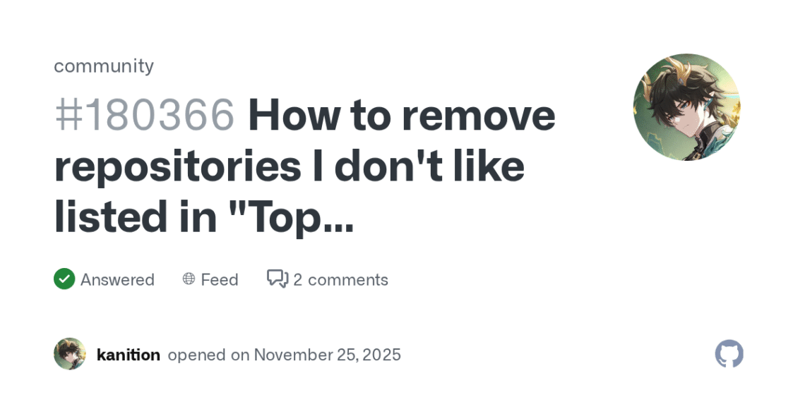 How to Remove Unwanted Repositories from Your GitHub Top Repositories List