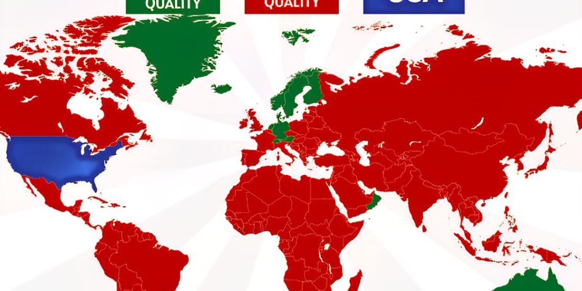 World Life Quality Compared to USA 2025