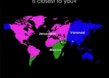Countries Closer to Varanasi, Mecca or Jerusalem