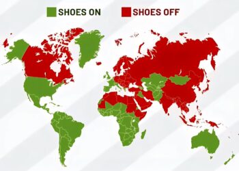 World Map of Shoes On vs Shoes Off in the House