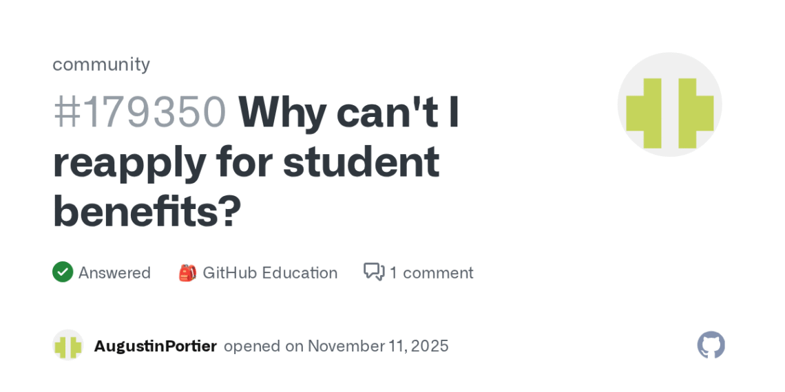Why Can't I Reapply for Student Benefits on GitHub? A How-To Guide
