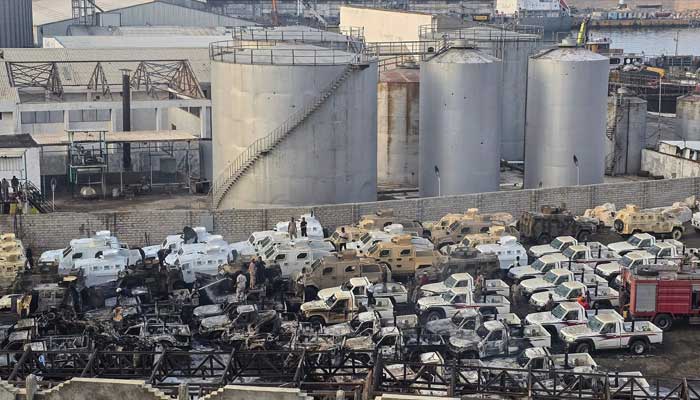 Damaged military vehicles after an airstrike by the Saudi-led coalition at Mukalla port, Yemen, December 30, 2025. — AFP