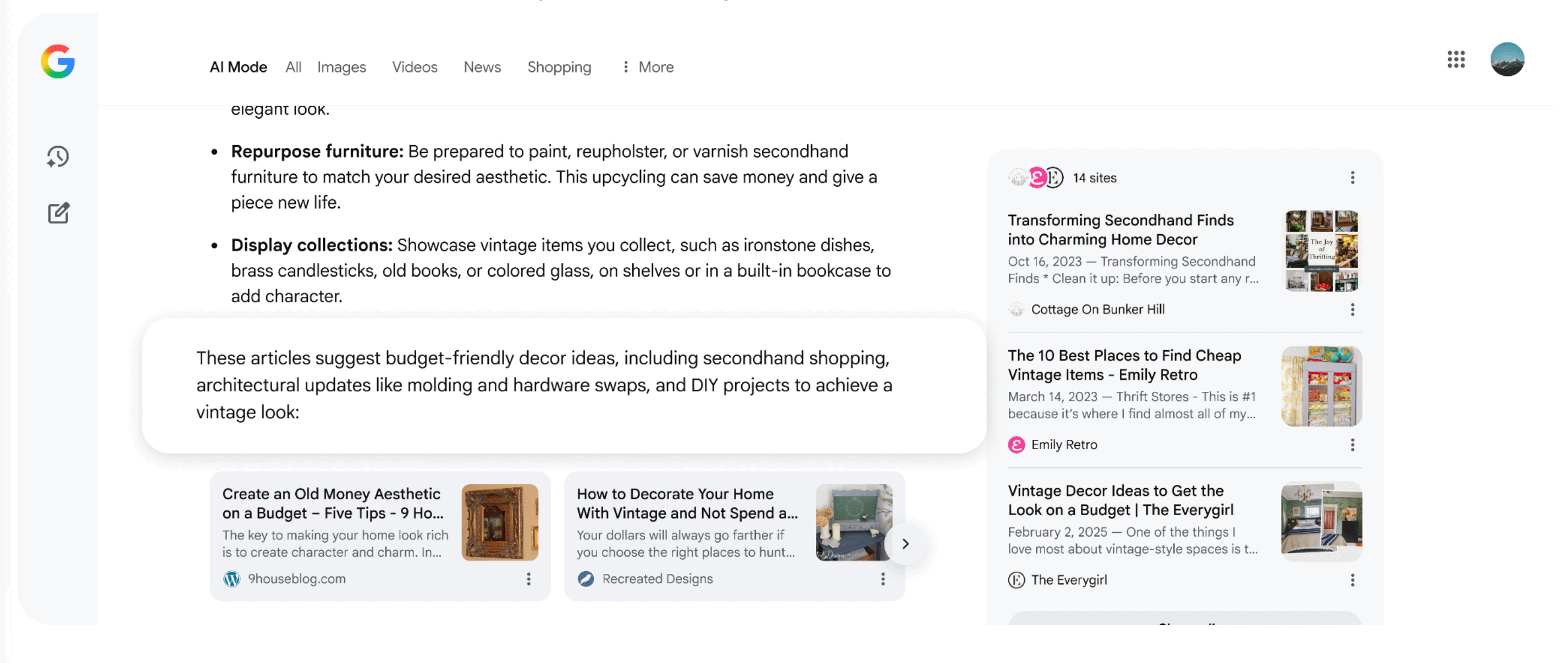Google AI Mode Link Cards