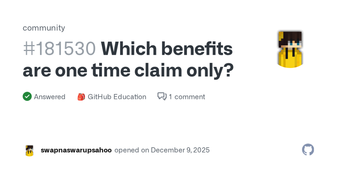 How to Identify One-Time Claim Benefits on GitHub