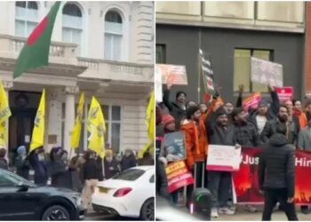 Sikh Activists and BJP Supporters Clash Outside UK Embassy in London