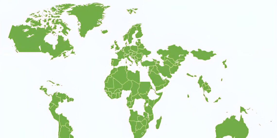 A World Map without Countries with over 100 Million People