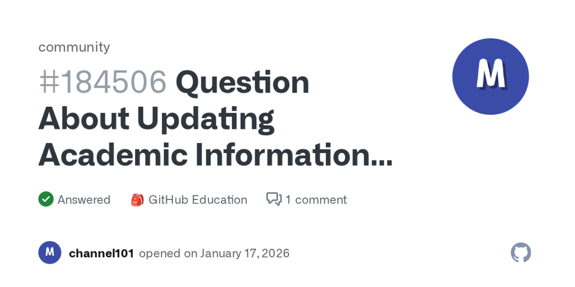 How To Update Your Academic Info on GitHub Education After School Change