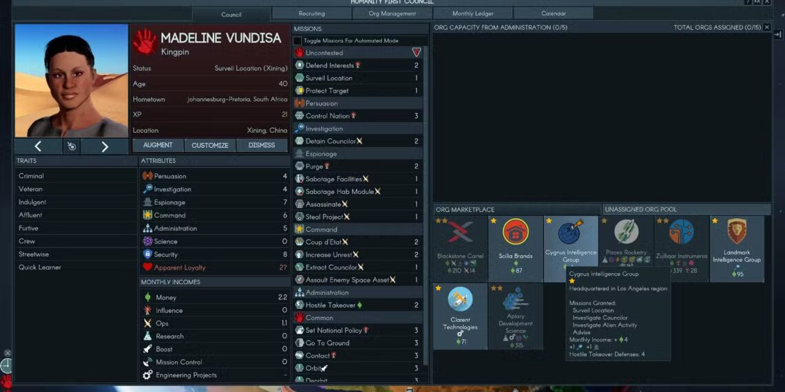 How to Complete and Solve Orgs in Terra Invicta