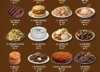 100 Worst Rated Dishes in the World 

1.  Pizza Vulkanen – 1.6
2.  Svið – 1.7
3.