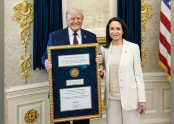 Trump receives Nobel medal from Venezuelan opposition leader Machado