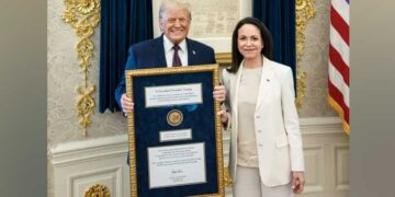 Trump receives Nobel medal from Venezuelan opposition leader Machado