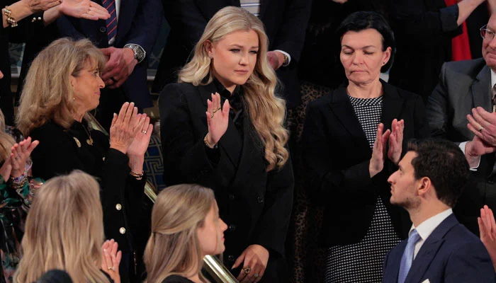 Erika Kirk receives a standing ovation during Trump's State of the Union at the U.S. Capitol on February 25, 2026. — AFP