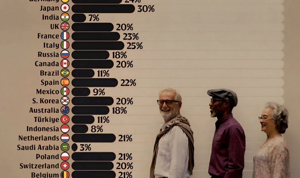 Senior Population of the World's Top 30 Economies

(Share of population aged 65