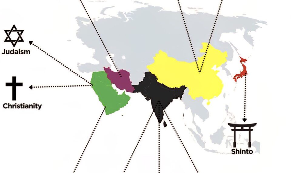 Major World Religions and Their Birthplaces:

1.  Hinduism - India
2.  Confucian