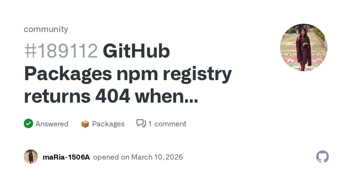 How To Fix 404 Error When Installing Private GitHub Packages in CI
