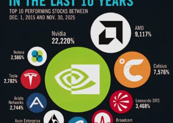 Top 10 Best Performing Stocks in the Last 10 Yesrs 

1.  Nvidia – 22,220%
2.  AM