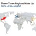 Half of the World’s GDP Comes From These 3 Regions
Red : United States
Yell