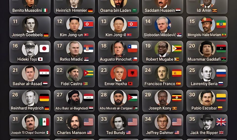 Top 50 Most Hated Figures in History 

1.  Adolf Hitler
2.  Joseph Stalin
3.  Po