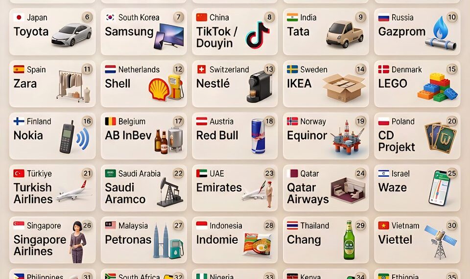Top Brands That Represent Each Country

1.  USA – Apple
2.  UK – Rolls-Royce
3.