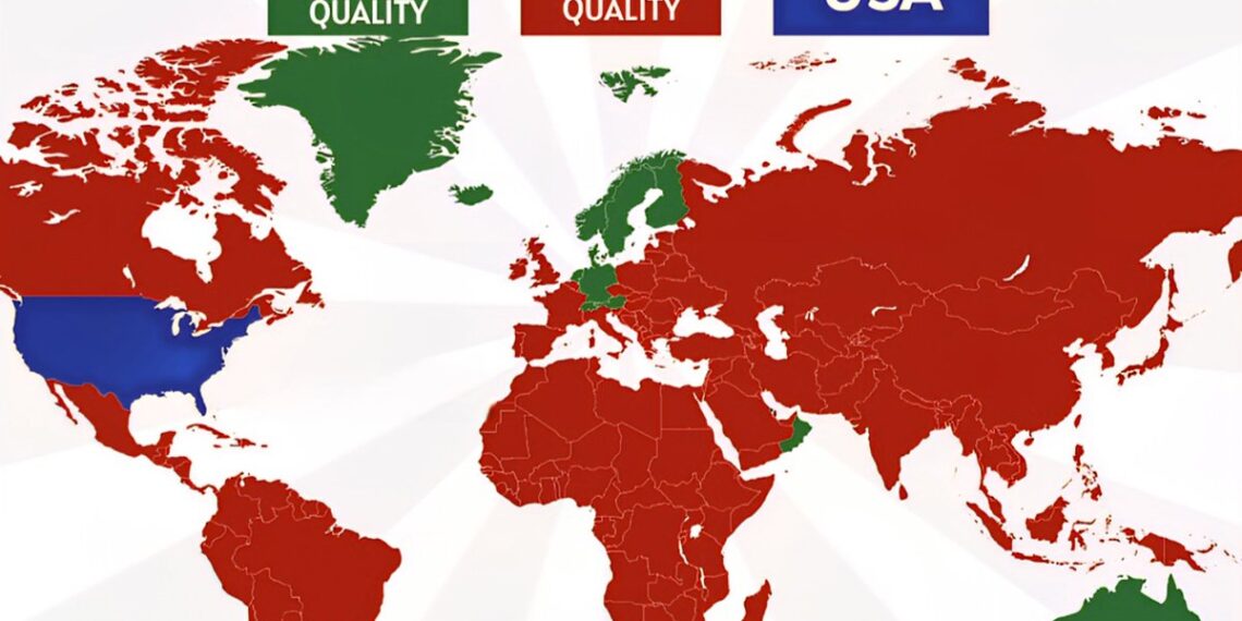 World Life Quality Compared to the USA