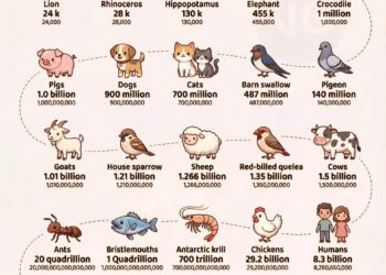 Estimated Animal Populations Worldwide 

1.  Lion - 24k
2.  Rhinoceros - 28k
3.