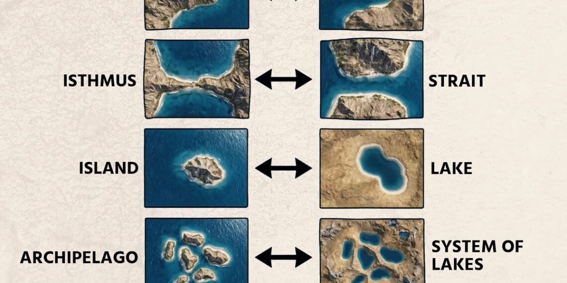 Geographical Opposites of Land & Water Forms