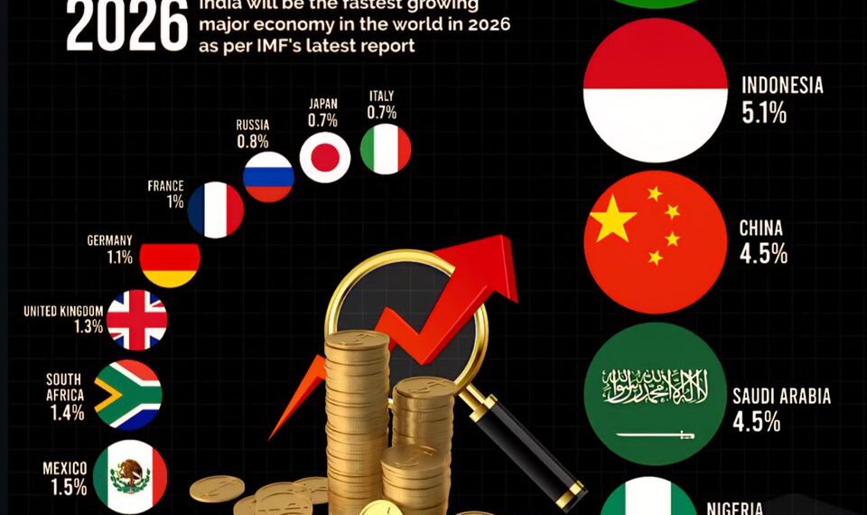 Real GDP Growth Forecast for 2026

1.  India: 6.3%
2.  Indonesia: 5.1%
3.  China