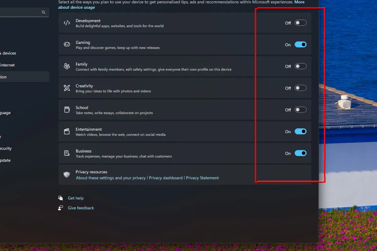 Disable targeted ads in Windows 11