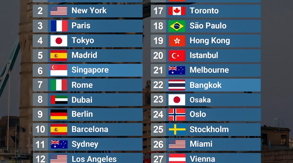 Best Cities in the World to Live in or Visit

1.  London, United Kingdom  
2.  N