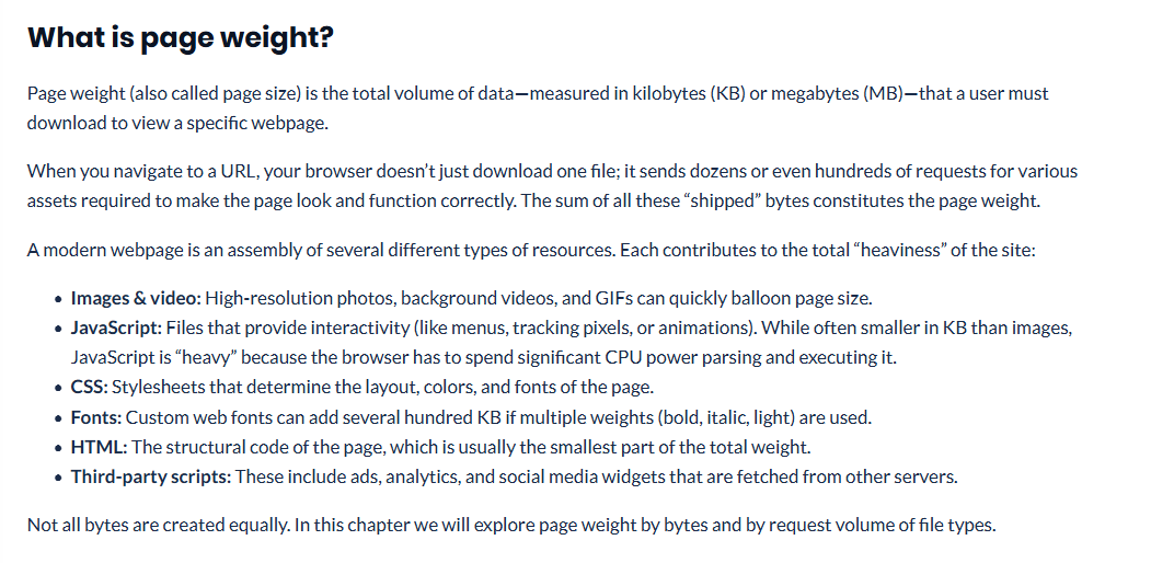 Page weight in the web almanac