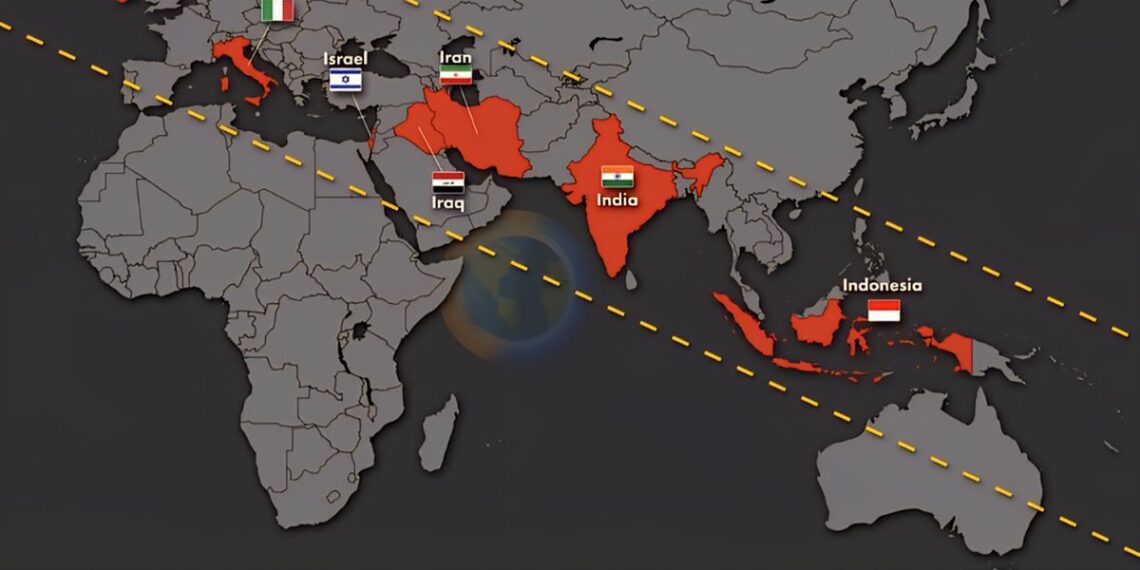 Fun fact: All countries starting with letter "I" are in a straight line
