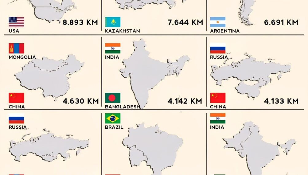 10 Longest Land Borders in the World

1.  Canada –  USA - 8,893 KM
2.  Russia –