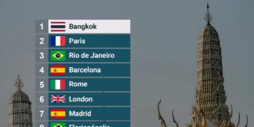 Top 10 Most Booked Travel Destinations for 2026

1.  Bangkok, Thailand  
2.  Par
