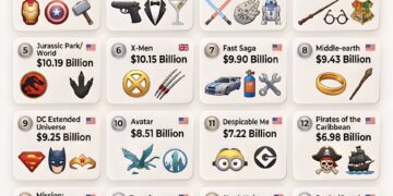 Top 20 Highest-Grossing Movie Franchises of All Time

1.  Marvel Cinematic Unive