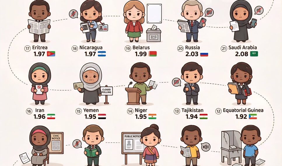 The World’s Most Authoritarian Regimes

1.  Afghanistan
2.  Myanmar
3.  North Ko