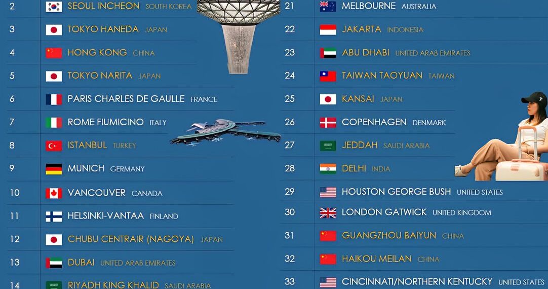 39 Best Airports in the World 2026 

1.  Singapore Changi, Singapore
2.  Seoul I