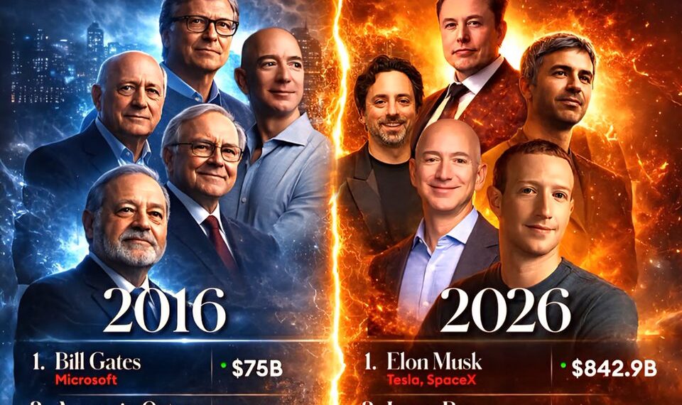 World's Top 5 Billionaires 2016 vs 2026
2016
1. Bill Gates - $75 Billion
2