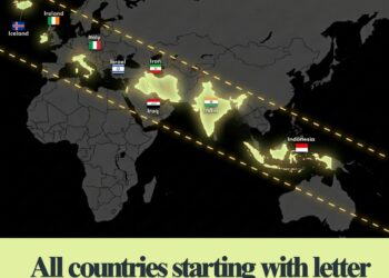 Fun fact: All countries starting with letter "I" are in a straight line