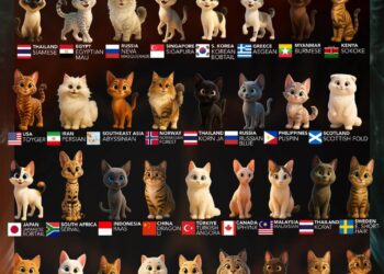 Origins Of Cat Breeds Around The World 

 Thailand - Siamese 
 Egypt - Egyptian