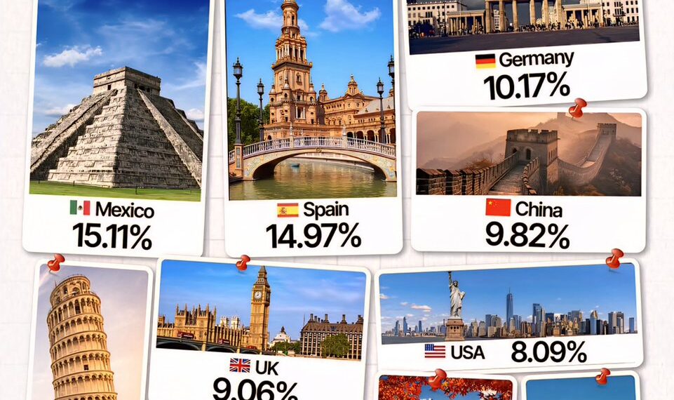 Tourism’s Total Contribution To GDP 

 Mexico - 15.11%
 Spain - 14.97%
 Germany