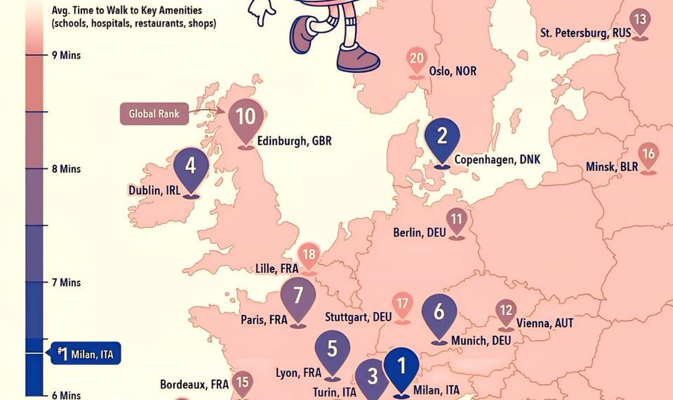 The World’s Most Walkable Cities 

1.  Milan, Italy  
2.  Copenhagen, Denmark